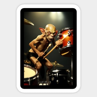 Funny Gollum playing in a heavy metal band graphic design artwork Sticker